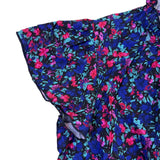Simplefun Womens Blue Floral Blouse With Ruffled Sleeves Size M