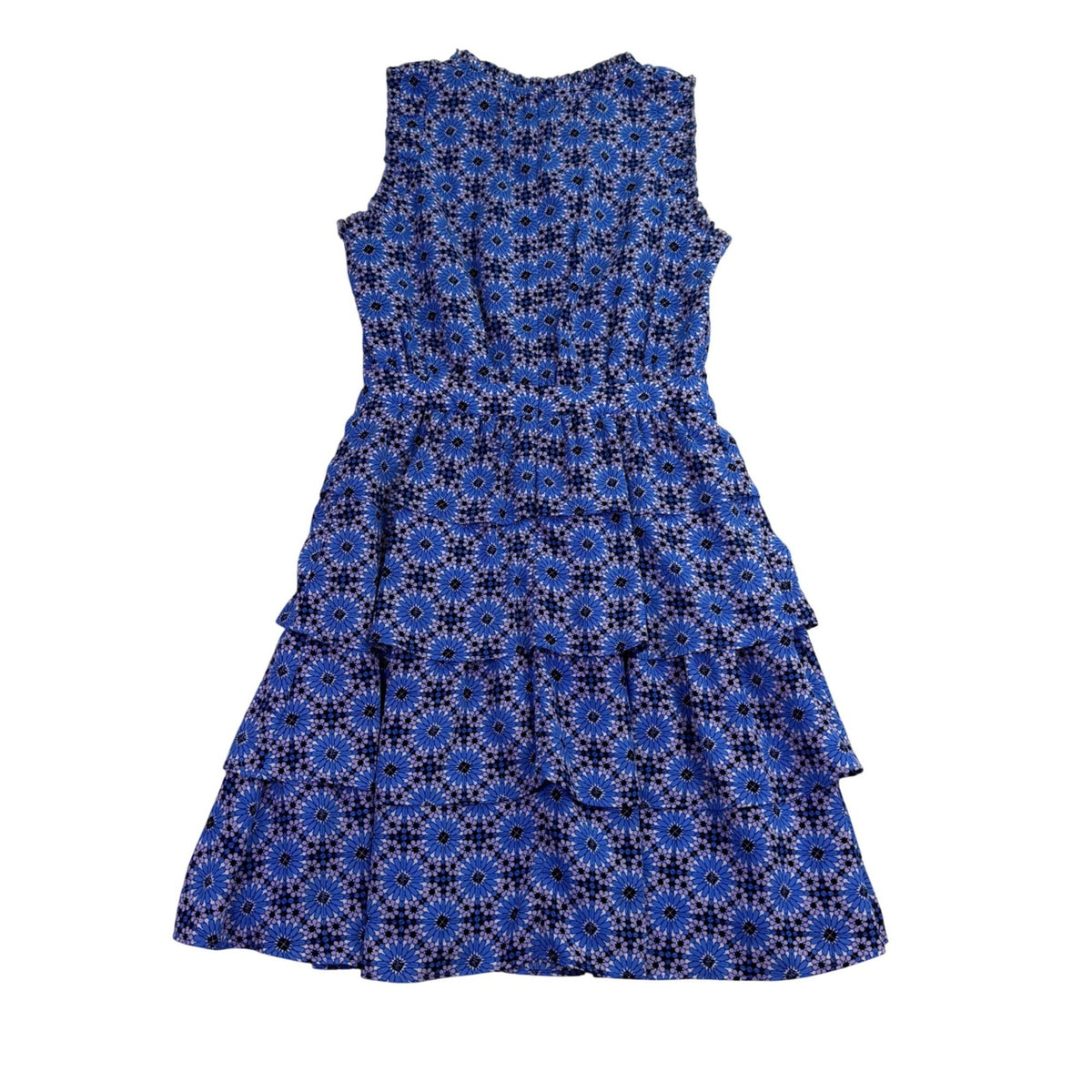 Banana Republic Womens Blue Floral Sleeveless Tiered Dress Elegant Size 0