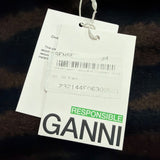 Ganni Womens Black Tiger Stripe Wool & Polyester Cropped Jacket Size 34