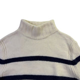 J.Crew Womens Ivory & Navy Merino Striped Turtleneck Sweater Warm Knit Sz XS