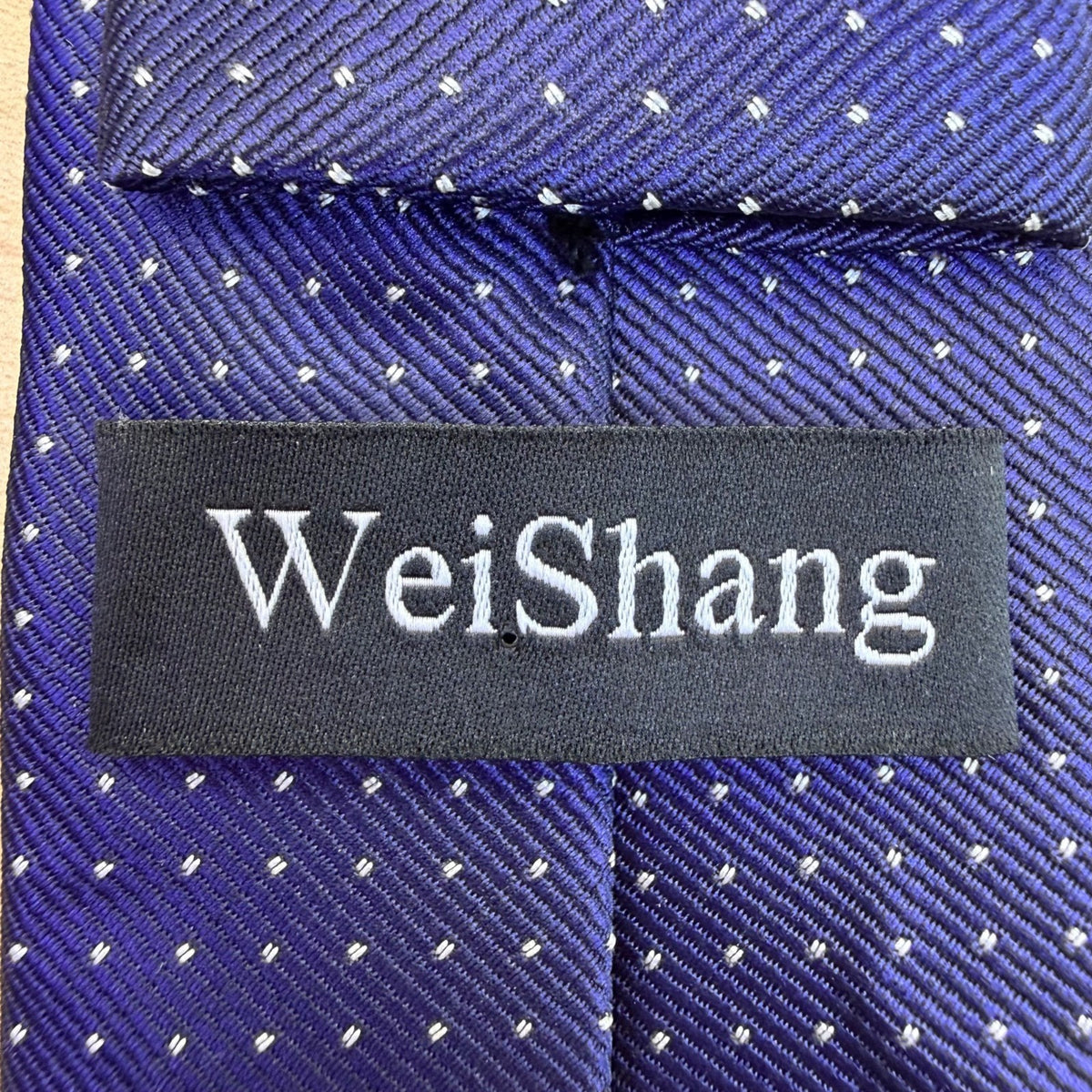 WeiShang Mens Royal Blue Silk Polka Dot Pattern Neck Tie Handmade