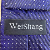 WeiShang Mens Royal Blue Silk Polka Dot Pattern Neck Tie Handmade