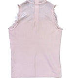 White House Black Market Womens Pink Lace Ruffled High Neck Sleeveless Top Sz XS