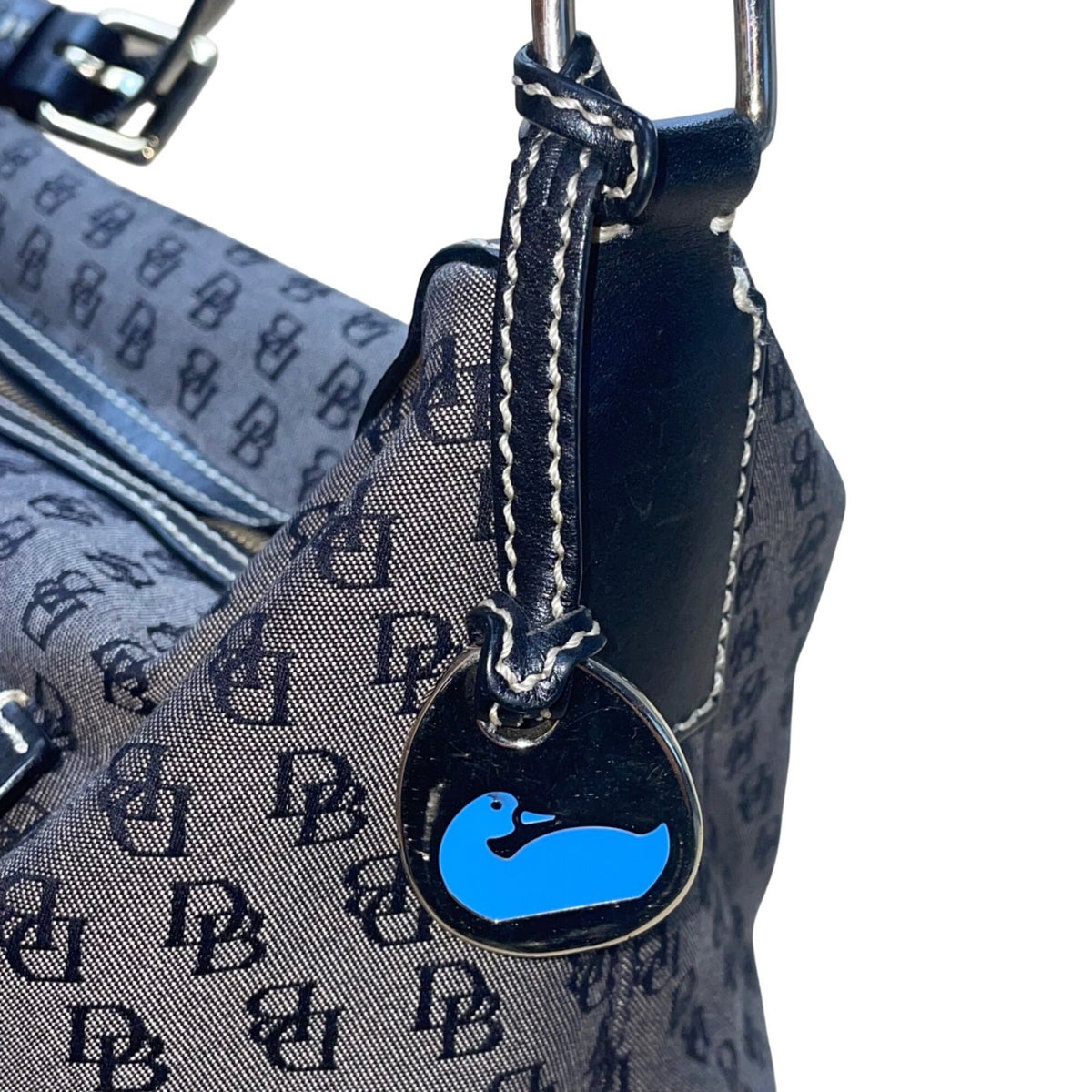 Dooney & Bourke Women’s Gray/Black Canvas Monogram Adjustable Strap Shoulder Bag