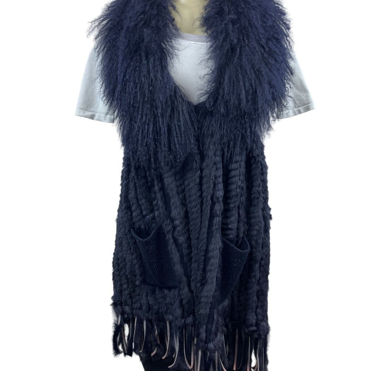 Moma Women’s Navy Blue Sweater with Outer Pockets Wool - One Size