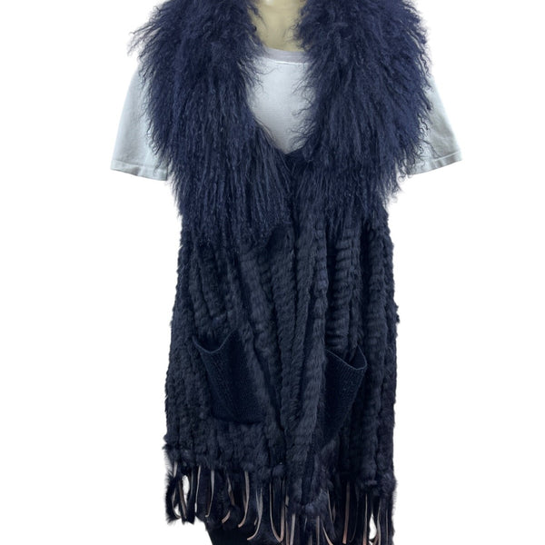 Moma Women’s Navy Blue Sweater with Outer Pockets Wool - One Size