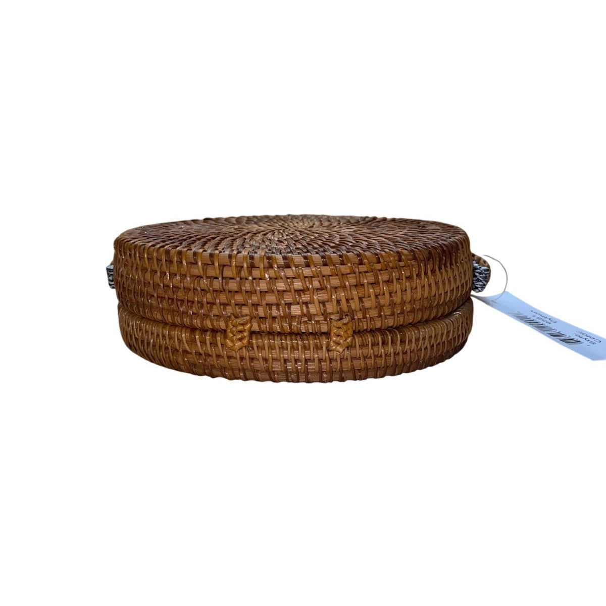 Romeo Roma Women’s Brown Rattan Woven Python Strap Detail Round Crossbody Bag