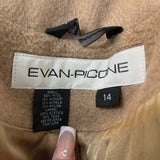Evan Picone Classic Women's Khaki Double Breasted Wool Coat Sz 14