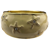 Top It Off Womens Gold Tone Starfish Enamel Hinged Bangle Bracelet With Crystals