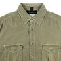 Alandales Men's Green Long Sleeve Button Up Silk - Cotton Pocket Shirt Sz M