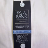 Jos. A. Bank Mens White 100% Cotton Traditional Fit Traveler Dress Shirt Sz 19-3