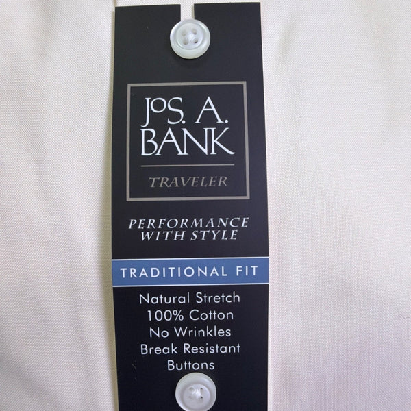Jos. A. Bank Mens White 100% Cotton Traditional Fit Traveler Dress Shirt Sz 19-3