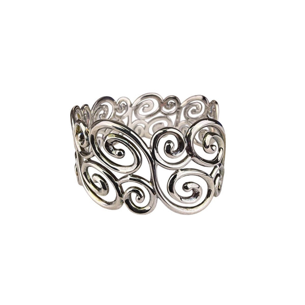 Sterling Silver Womens Cuff Bracelet Swirl Openwork Design China 925 Mark