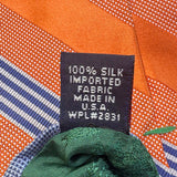 Tommy Hilfiger Men’s Orange Blue 100% Silk Striped Necktie Made In USA