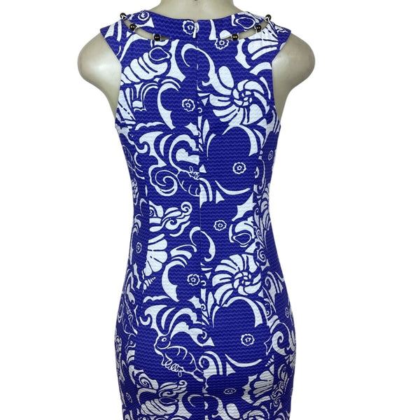 Lilly Pulitzer Purple & White Sleeveless Chain Detail Bodycon Dress Size 0