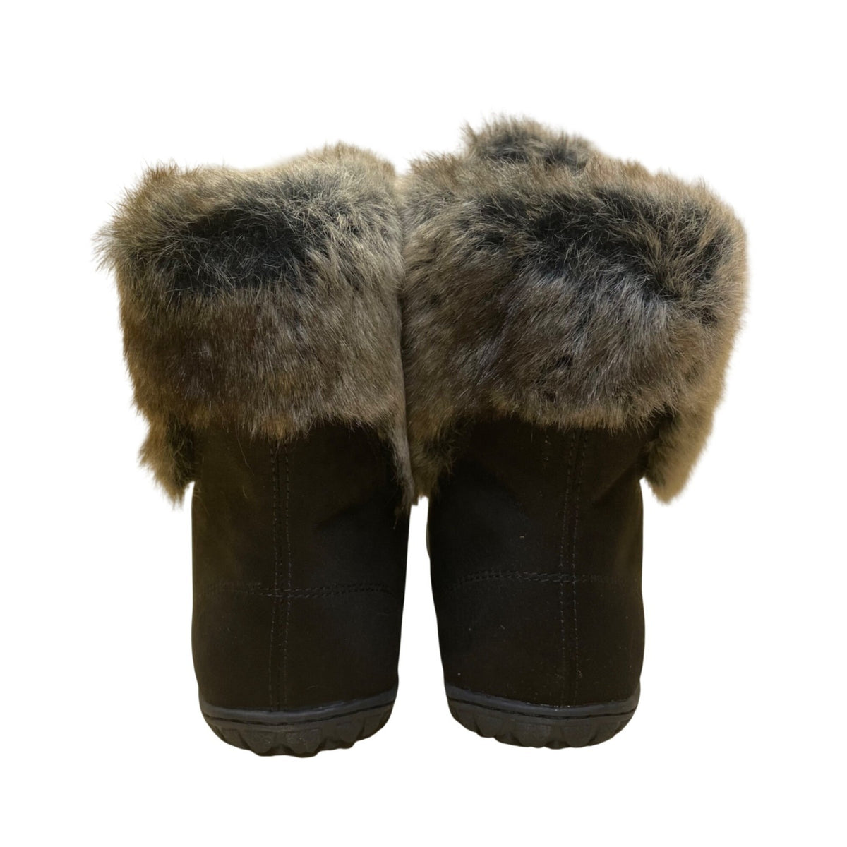 Cuddl Duds Women’s Black Faux Fur-Lined Lace-Up Bee Ankle Boots Size 7W