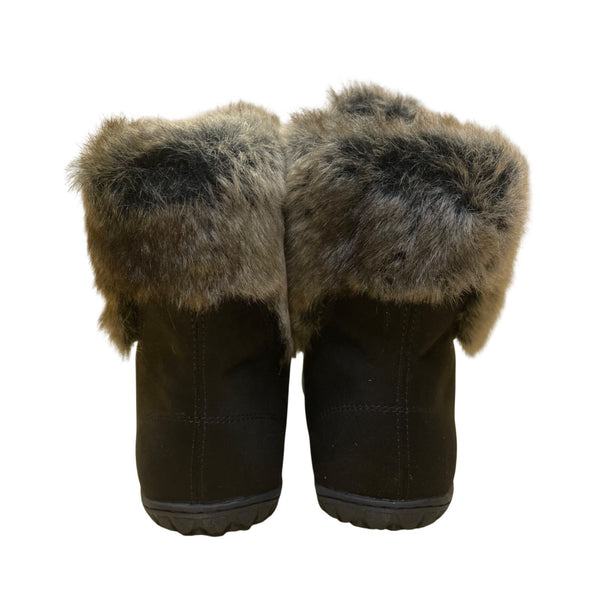 Cuddl Duds Women’s Black Faux Fur-Lined Lace-Up Bee Ankle Boots Size 7W
