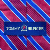 Tommy Hilfiger Mens Red & Blue 100% Silk Reversible Tie Striped & Floral Design