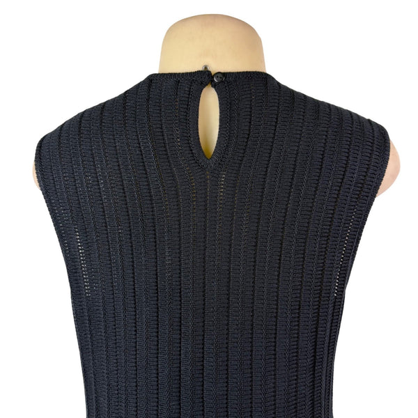 Pomander Place Womens Black Ribbed Knit Sleeveless Dress Sz L - New