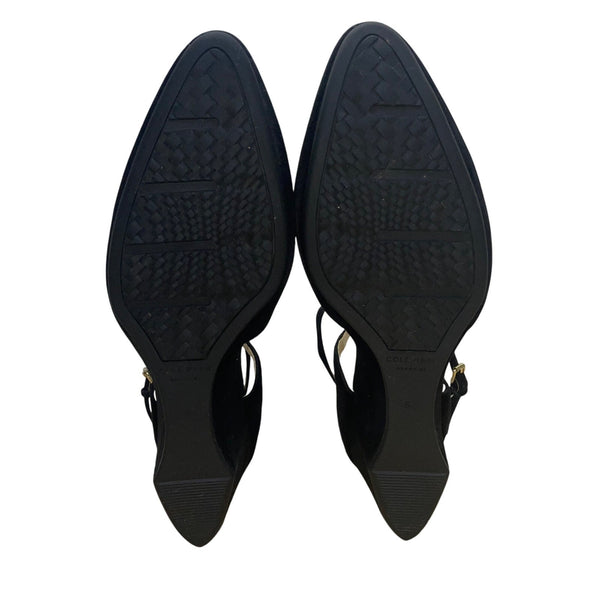 Cole Haan Women’s Black Suede Grand Os Ankle Strap Wedge Heels Size 8.5