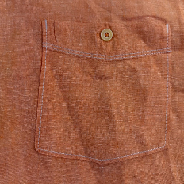 Tommy Bahama Mens Orange Linen Short Sleeve Fit Size Button-Up Shirt Relax 2XB