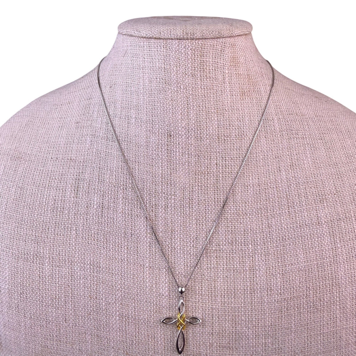 Luhe Women Silver Tone Sterling Silver Cross Pendant Necklace Adjustable Chain
