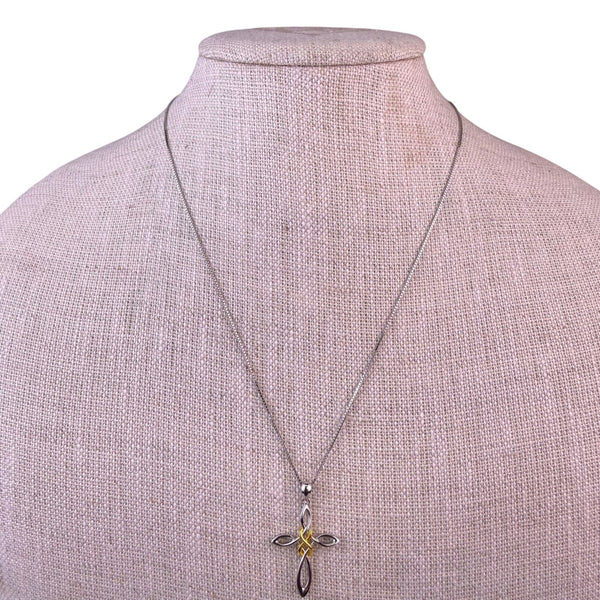 Luhe Women Silver Tone Sterling Silver Cross Pendant Necklace Adjustable Chain