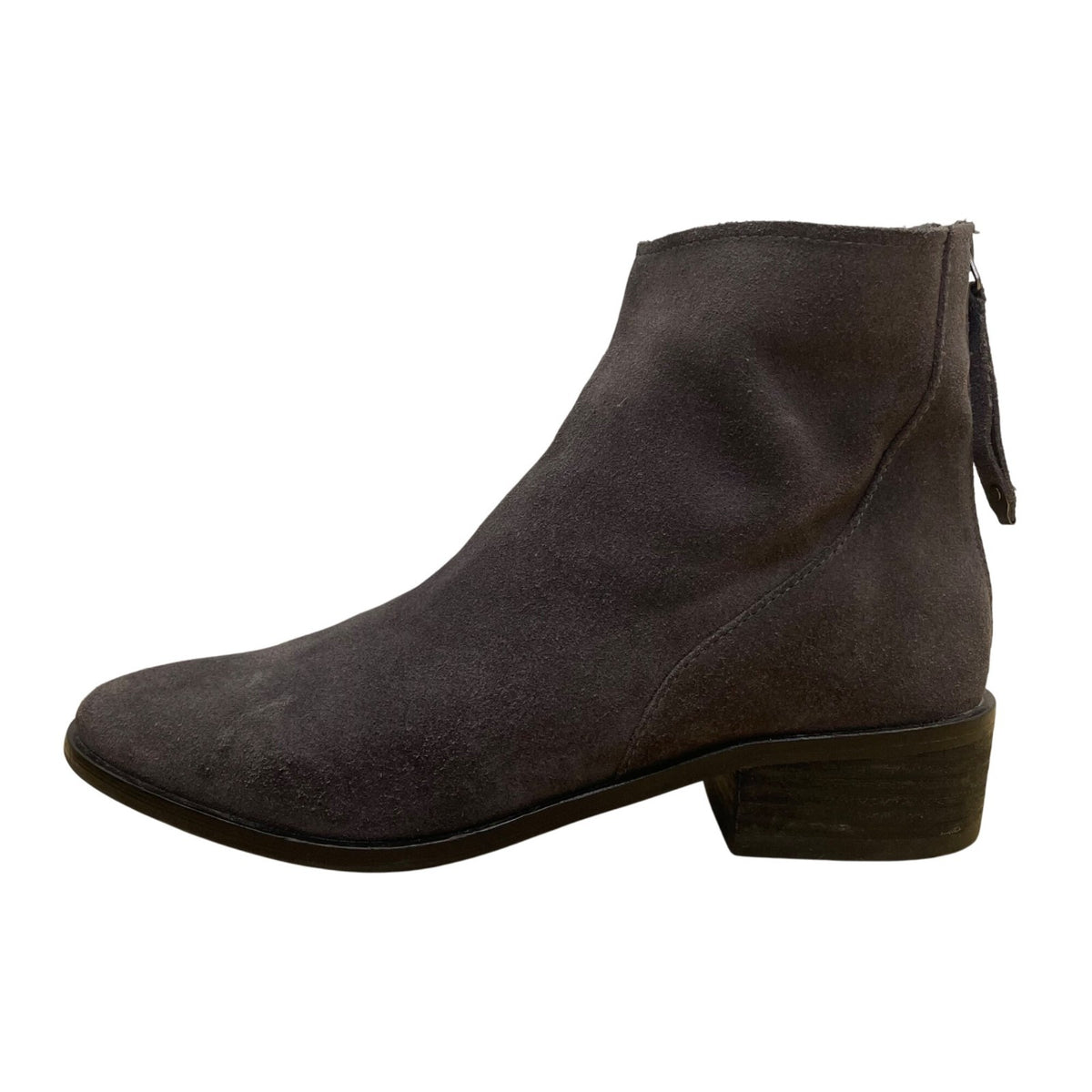 Vita Women’s Gray Suede With Back Zipper Block Heel Ankle Boots Size 8