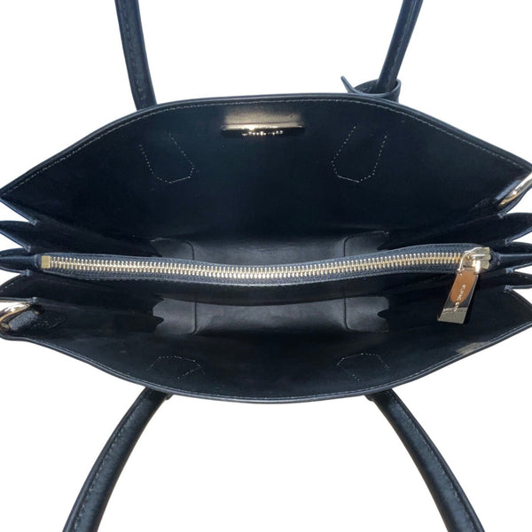 Michael Kors Black Pebbled Leather Satchel  With Gold Hardware & Charm Tote Bag