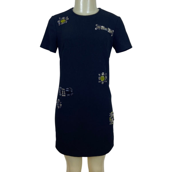 Trina Turk Womens Black Embellished Shift Dress
