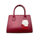 Tommy Hilfiger Women’s Red Croc Embossed Leather Picture Perfect Satchel Bag