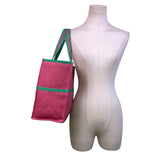 Ralph Lauren Women’s Red & Green Woven Linings Open Top Stitch Detailing Tote