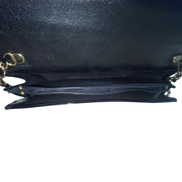 Empire-ORR Women’s Black Patent Leather Gold Chain Strap Clutch Bag