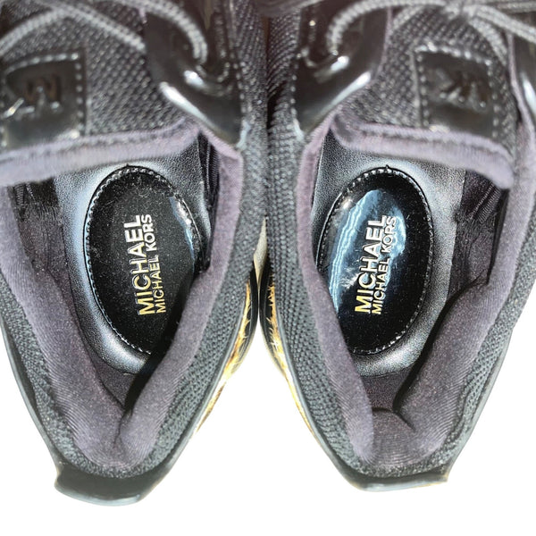 Michael Kors Women’s Black Textile & Leather Blend Leopard Accent Sneakers Sz 7M