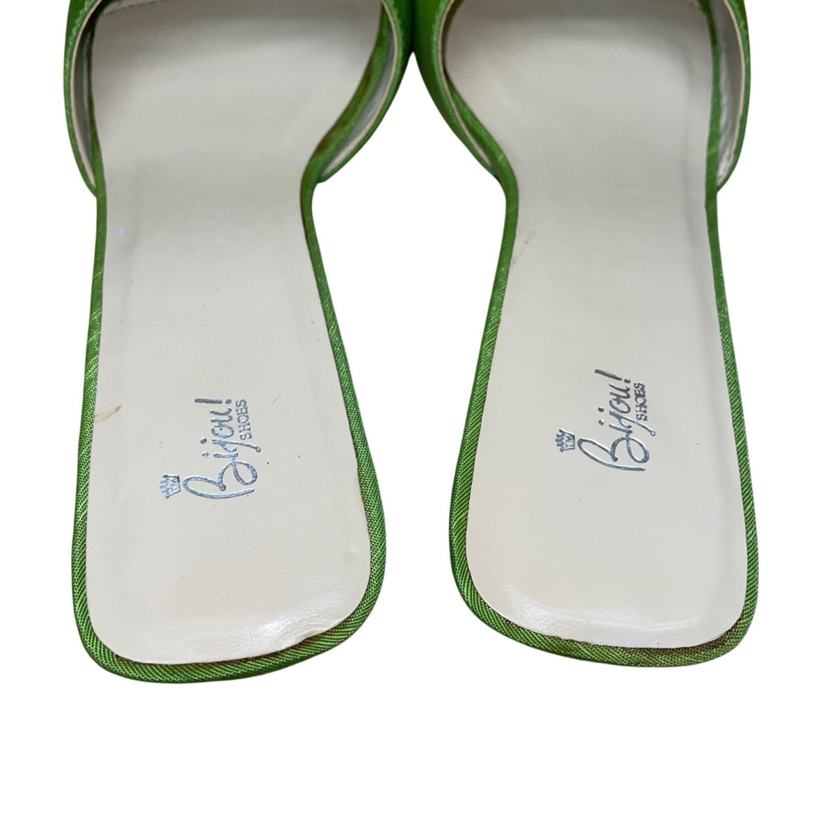 Bijou Women’s Green Fabric & Buckle Detail Square-Toe Heeled Sandals Size 9M