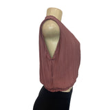 Mango Women's Dusty Pink Pleated Overlap Crop Top Shirt Sz S - NWT