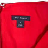 Ann Taylor Womens Red Shift Long Sleeve Dress With V-Neck Size 6