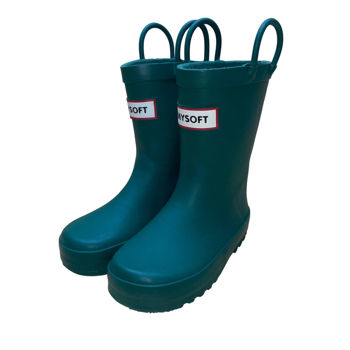 Mysoft Kids Teal Rubber With Handles Waterproof Rain Boots Size 9 