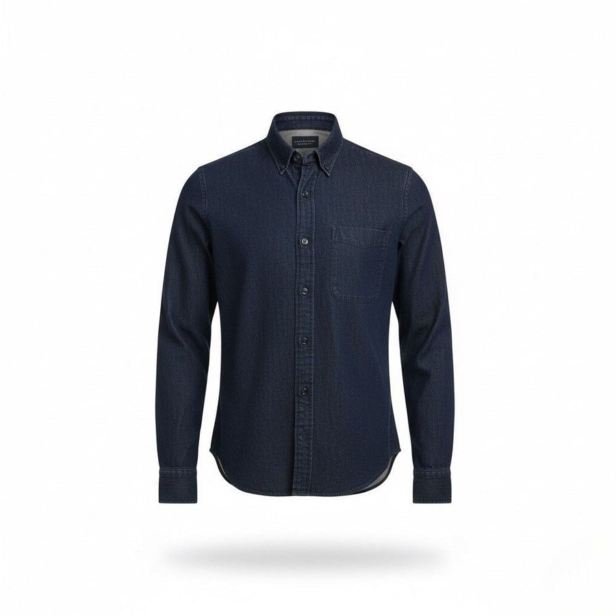 Lucky Brand Dark Wash Denim Mens Button-Up Long Sleeve Shirt Size S