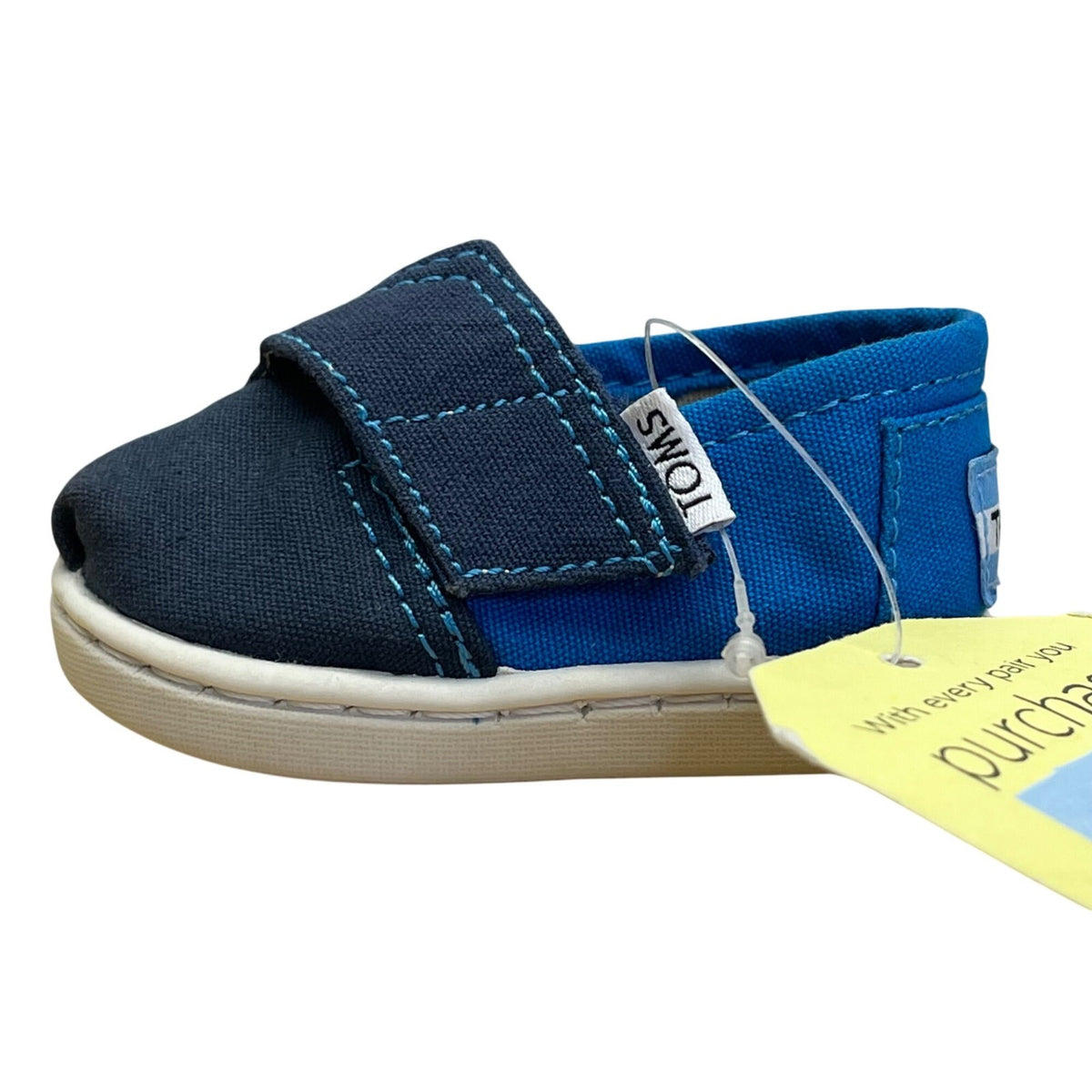 Toms Baby Navy & Blue Canvas Lightweight Slip-On Alpargata Shoes Sz T2