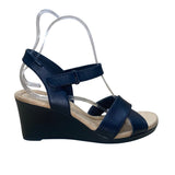Clarks Women’s Black Leather Adhesive Strap Tulip Gem Wedge Sandals Size 11M