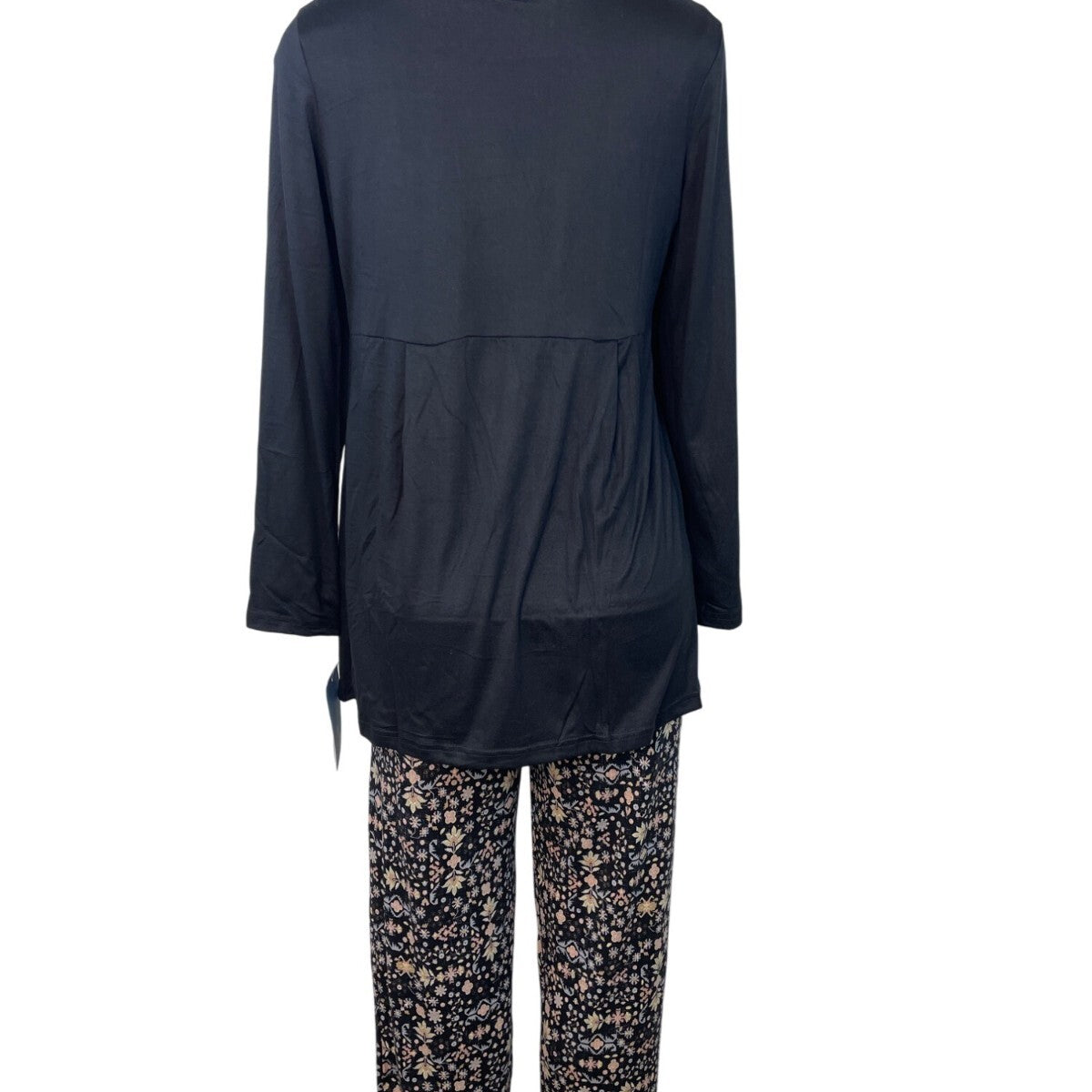 Muk Luks 3-Piece Black Open Cardigan T-Shirt & Floral Pant Lounge Set Sz S - New