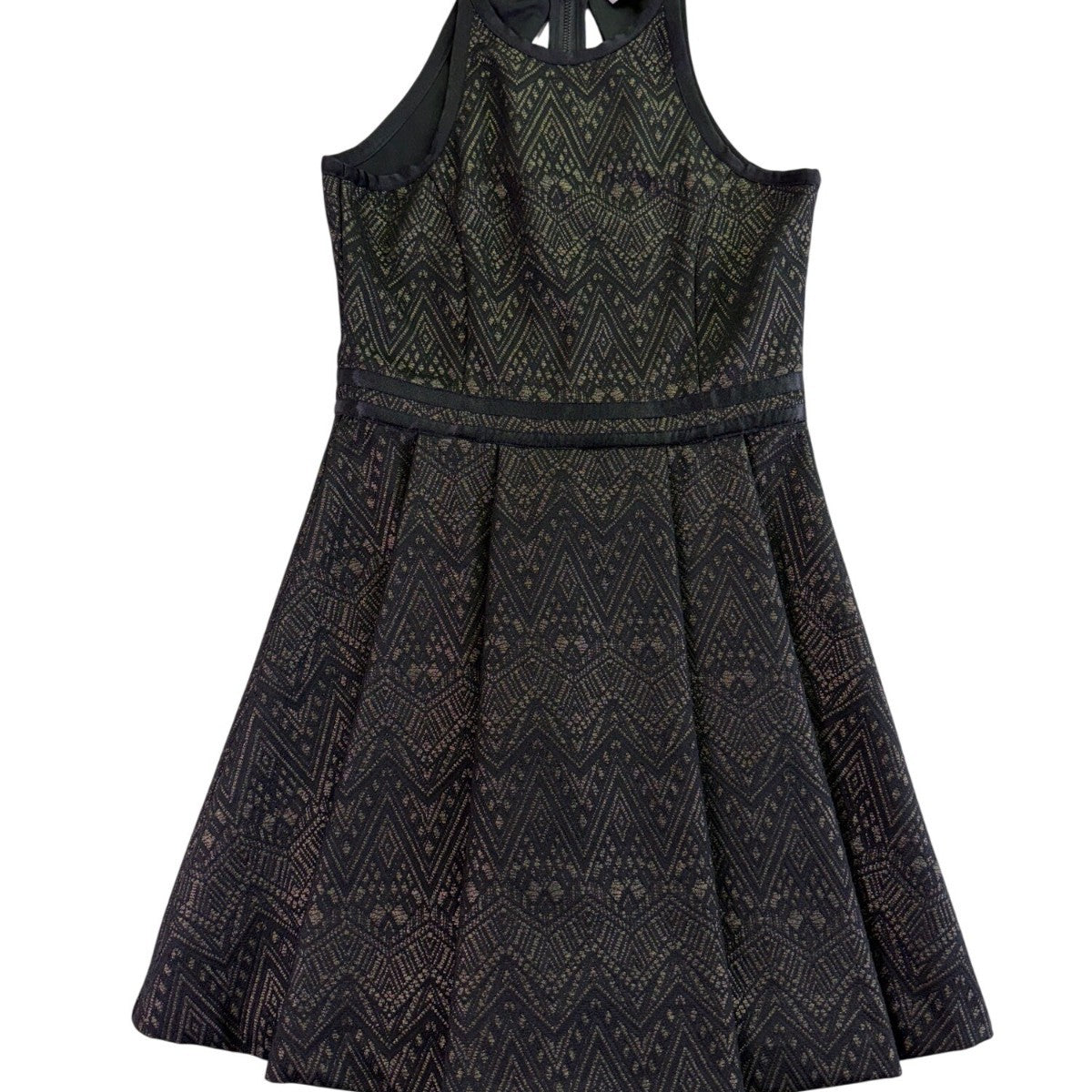 Parker Womens Black  Chevron Fit & Flare Sleeveless Dress Size S