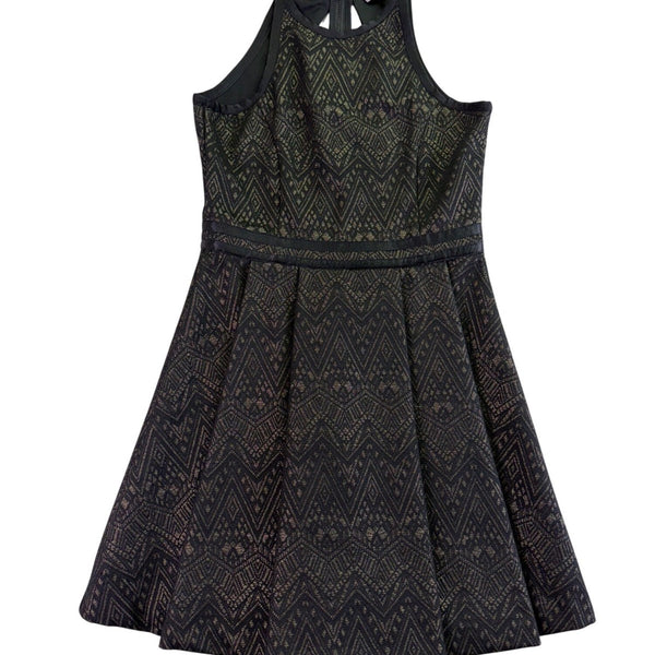 Parker Womens Black  Chevron Fit & Flare Sleeveless Dress Size S