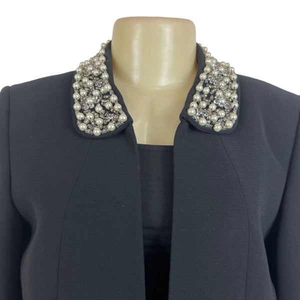 Tahari Arthur S. Levine Luxe Black  With Beaded Collar Womens Blazer Sz 6