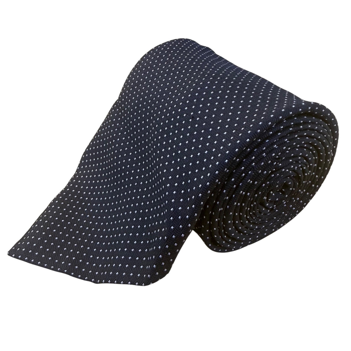 Faconnable Mens Navy Blue 100% Silk Polka Dot Necktie Elegant Classic Design