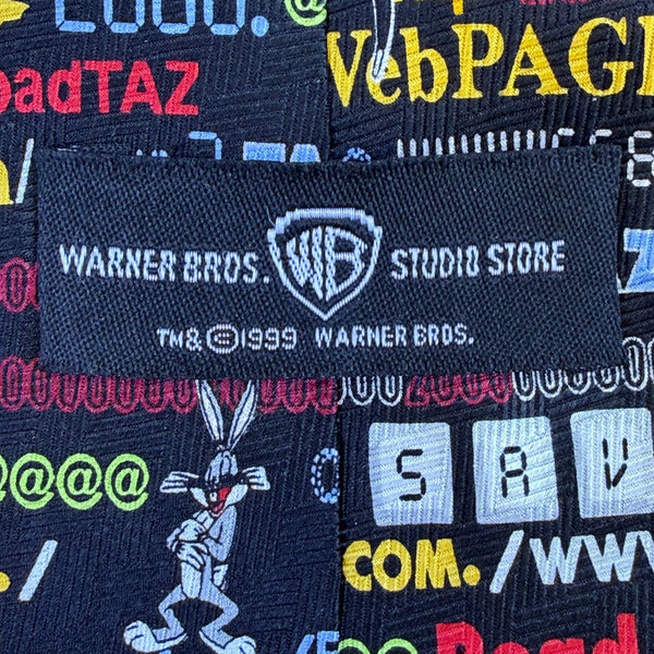 Warner Bros Mens Multi-Color Silk Looney Tunes Computer Graphics Tie 3.75 Wide