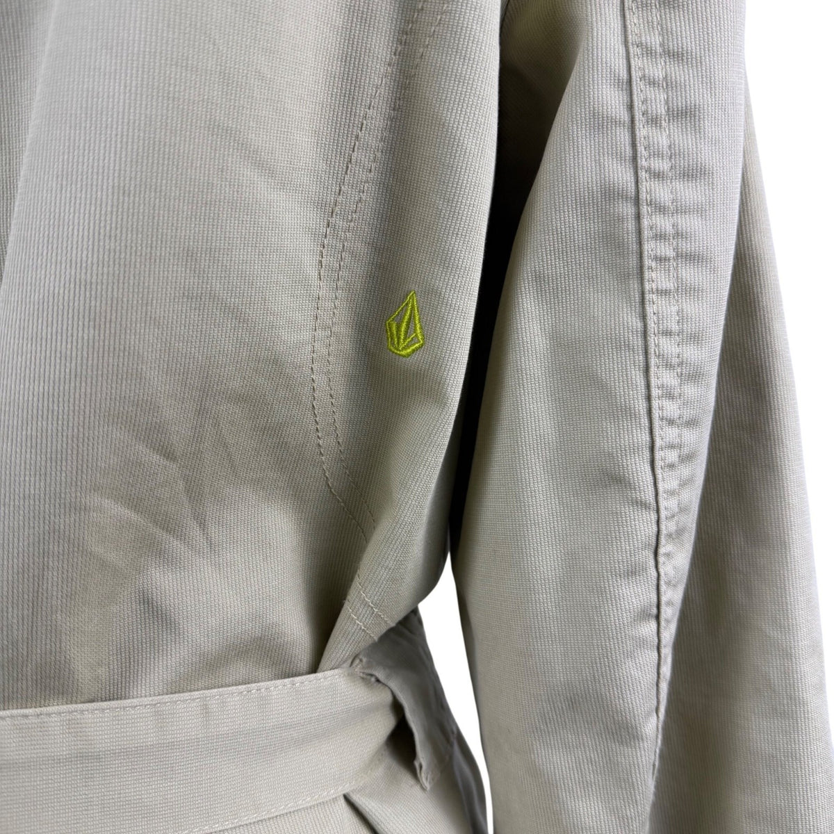 Volcom Women Khaki Cotton/Elastane Jacket Belted Military Style Size L