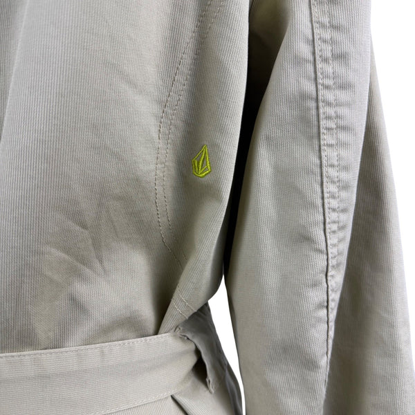 Volcom Women Khaki Cotton/Elastane Jacket Belted Military Style Size L