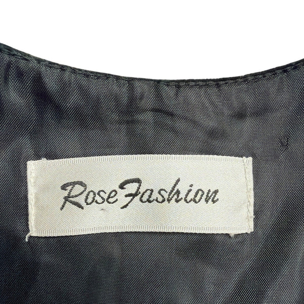Rose Fashion Womens Black Embroidered Sleeveless Vest Chain Horse Design Sz M